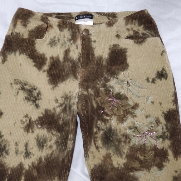 BEBE, Corduroy camo pants w/ bedazzle , Sz 4 - Picture 2 of 5